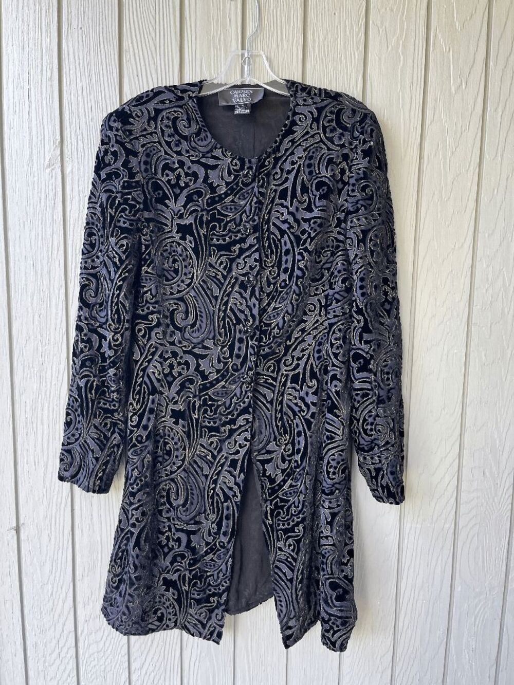 VTG Carmen Marc Valvo Velvet Burnout Evening Coat Silk Lined NWT M